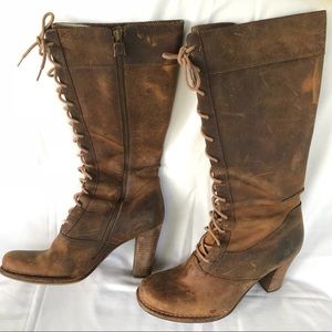 Frye high heel tall lace up boots